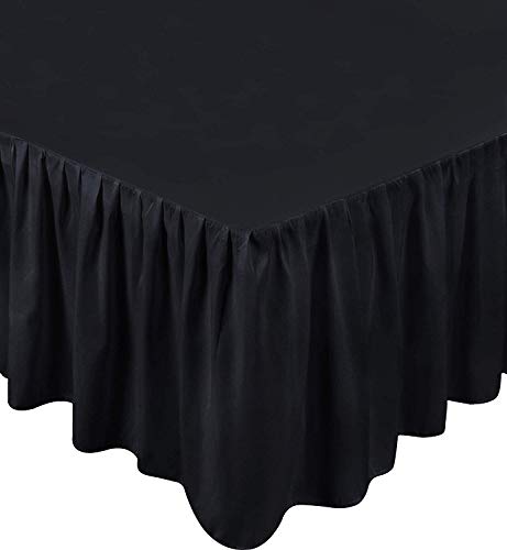 Bed Ruffle Skirt (Full, Black) Brushed Microfiber Bed Wrap with Platform - Easy Fit Gathered Style 3 Sided Coverage by Utopia Bedding by Utopia Bedding