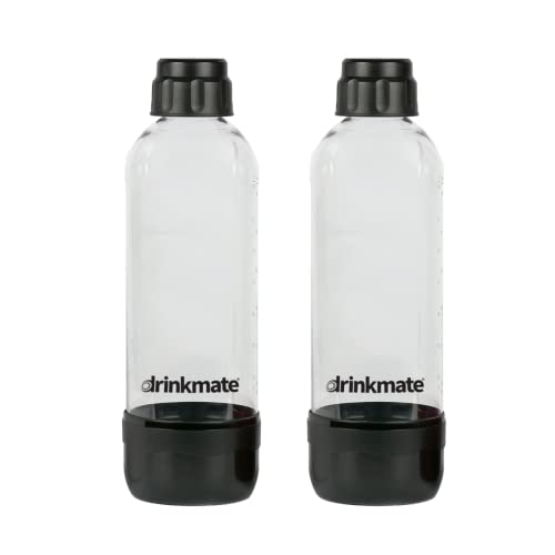 DrinkMate Sprudelflaschen, 2 x 1L PET, BPA Frei, Schwarz