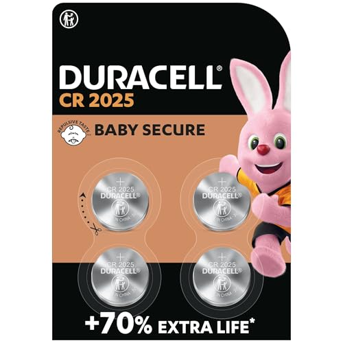 Duracell CR2025 Knopfzellen (4 Stück), CR 2025 Lithium-Knopfzelle 3 V