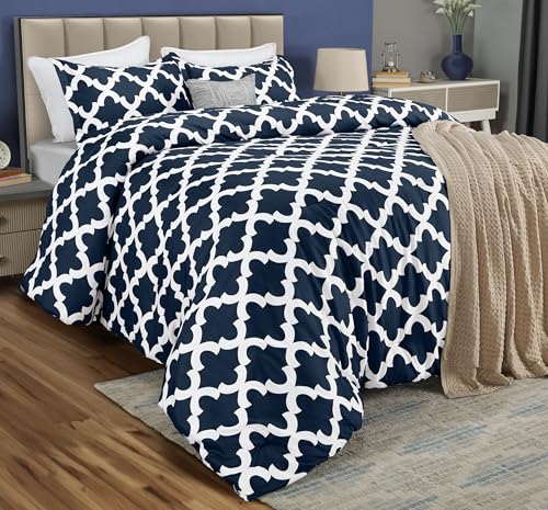 Utopia Bedding Queen-Bettwäsche-Set, Marineblau, Bedruckt, Queen-Size-Größe, 3-teilig, leicht, für alle Jahreszeiten, Daunen-Alternative, Bettwäsche-Set mit 1 Bettdecke (223,5 x 223,5 cm) und 2