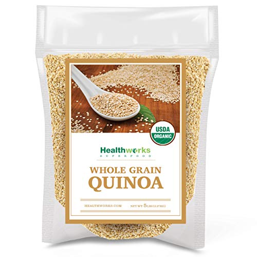 Healthworks Superfoods Organic Quinoa White Whole Grain Raw - 80 Oz / 5 Lbs - Protein, Fiber & Iron - Peruvian Origin - Rice & Pasta Substitute