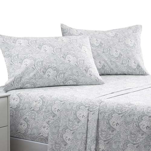Mellanni Twin Sheet Set - Iconic Collection Bedding Sheets & Pillowcases - Luxury, Extra Soft, Cooling Bed Sheets - Deep Pocket up to 16" - Wrinkle, Fade, Stain Resistant - 3 PC (Twin, Paisley Gray)