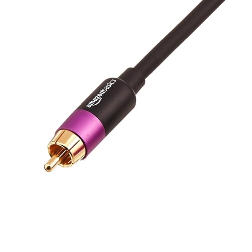 Amazon Basics 1 RCA Audio Cable for Subwoofer, Amplifiers, Active Speakers with Gold-Plated Plugs, Black, 35 feet