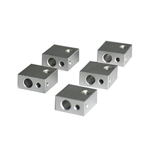 HICTOP Aluminum Heater Block M6 Specialized for MK7 MK8 Makerbot Medel I3 3D Printer Extruder Hot End Heating Block (Pack of 5)