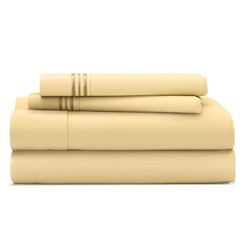 Cosy House Collection 1500 Series Bed Sheets Set - Hypoallergenic - Silky Soft Double Brushed Microfiber Bedding - Deep Pocket - 4 Piece Bedset (Queen, Pastel Yellow)