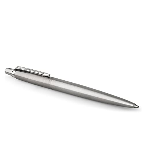 Parker Jotter Ballpoint Pen | Stainless Steel with Chrome Trim | Medium Point | Handwriting Pens & Stationery Supplies | Blue Ink | Gift Box
