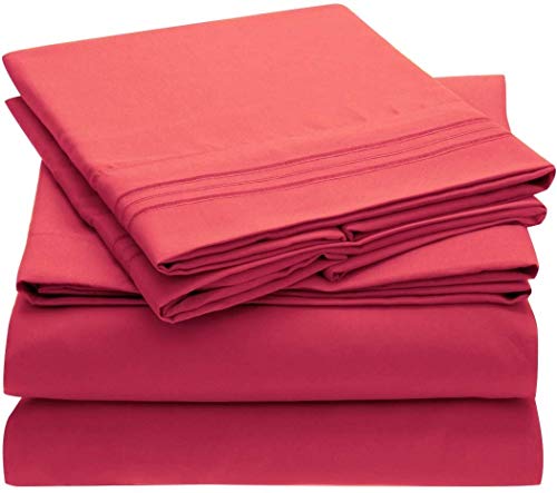 Mellanni Bed Sheet Set - HIGHEST QUALITY Brushed Microfiber 1800 Bedding - Deep Pocket, Wrinkle, Fade, Stain Resistant - Hypoallergenic - 4 Piece - Queen, Hot Pink