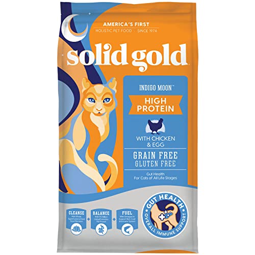 Solid Gold Nourriture sèche à haute teneur en protéines pour chat – Indigo Moon – Nourriture sèche pour chat avec probiotiques digestifs pour chats – Sans céréales et gluten avec haute teneur en