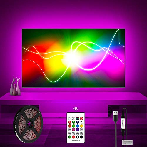 Rétro-éclairage LED LED s'allume derrière 50 éclairage de polarisation de télévision de 55 Pouces, Bande de lumière LED alimenté par USB pour TV avec kit de télécommande RF, 20 Couleurs, 22 Modes