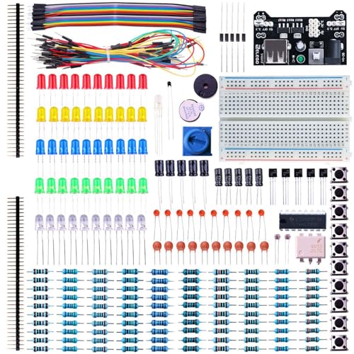 ELEGOO Electronic Fun Kit Bundle with Breadboard Cable Resistor, Capacitor, LED, Potentiometer Total 235 Items for Arduino