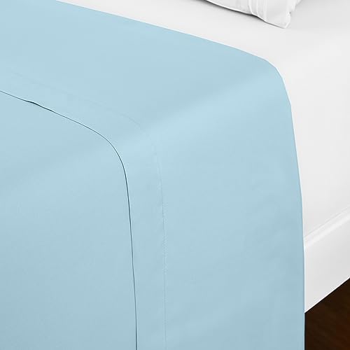 Mellanni Queen Size Flat Sheet - Iconic Collection Bedding - Hotel Luxury, Extra Soft, Cooling - Wrinkle, Fade, Stain Resistant - 1 Flat Sheet Only (Queen, Aqua)