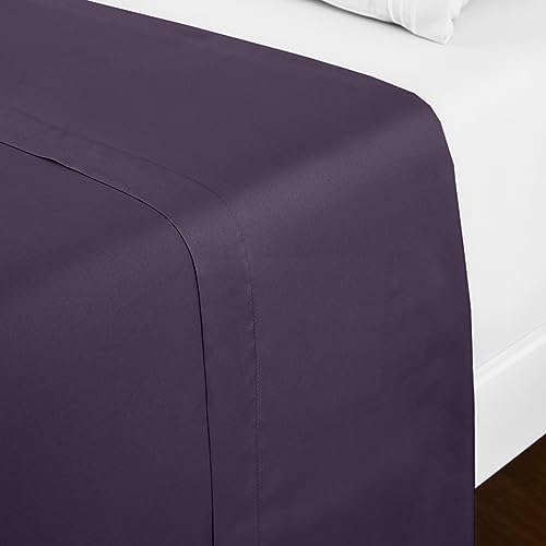 Mellanni California King Size Flat Sheet - Iconic Collection Bedding - Hotel Luxury, Extra Soft, Cooling - Wrinkle, Fade, Stain Resistant - 1 Flat Sheet Only (Cal King, Purple)
