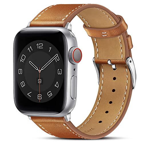 Marge Plus Compatible with Apple Watch Band 42mm (Series 10) /41mm/40mm/38mm, Genuine Leather Bands Replacement Strap for iWatch Series 10 9 8 se 7 6 5 4 3 2 1, Women & Men