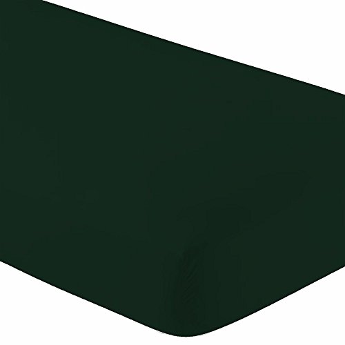 Hunter Green Twin Fitted Sheet Only - Soft & Comfy 100% Cotton- Deep Pockets - Hypoallergenic -by Crescent Bedding (Twin, Hunter)