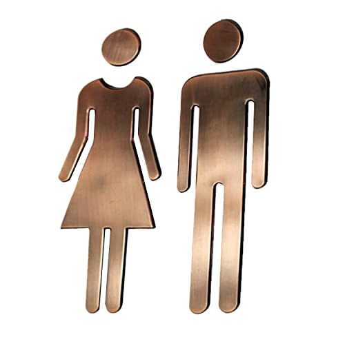 Xiboya textile 7.8 Inch Adhesive Acrylic Toilet Symbol Men's and Women's Bathroon Sign(Bronze)