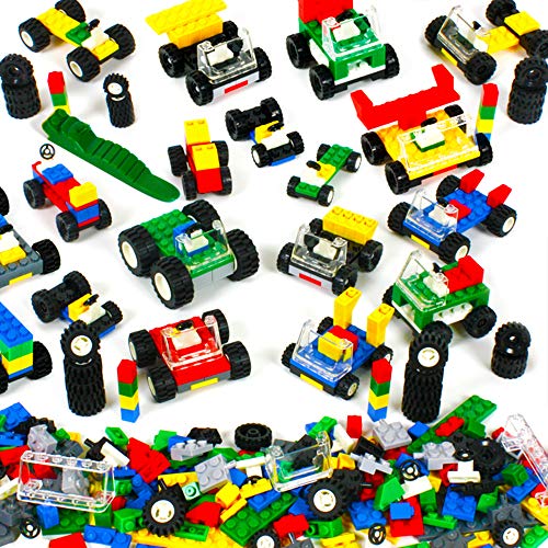 Wheels, Tires, and Axles - 459 Pieces Building Bricks Compatible Set by Brickyard Building Blocks - Includes Steering Wheels, Windshields, and Colorful Brick Building Chassis Pieces (459 pcs)