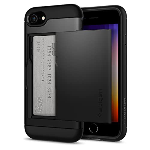 Spigen iPhone SE 2022 Case, Designed for iPhone SE Case 2022, iPhone SE 2020 Case, SE 3, iPhone 8 Case, iPhone 7 Case Slim Armor CS - Black