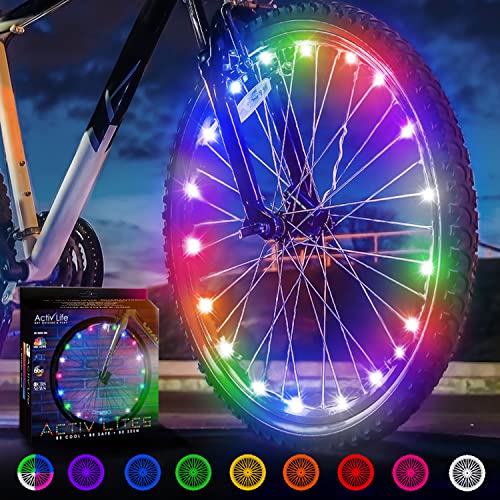 Activ Life Bike Lights (1 Tire, Multicolor) Popular LED Bicycle Gifts for Kids Fun, Top Camping & Vacation Toys of 2022, Best for Hot Outdoor Family Child Bday Party Regalos de Navidad