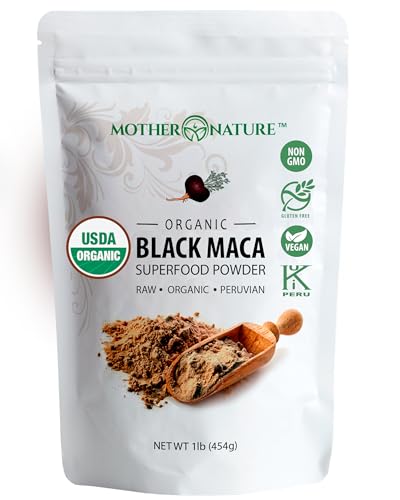 Organic, Raw Peruvian Black Maca Root Powder - Premium USDA Certified, Ideal for Men & Women, Boost Workouts, Enhance Muscle Recovery, Non-GMO, Vegan Superfood, 16 oz