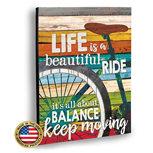 'Life Is A Beautiful Ride' Bicycle Wall Art by Marla Rae 12 x 16 Made in USA