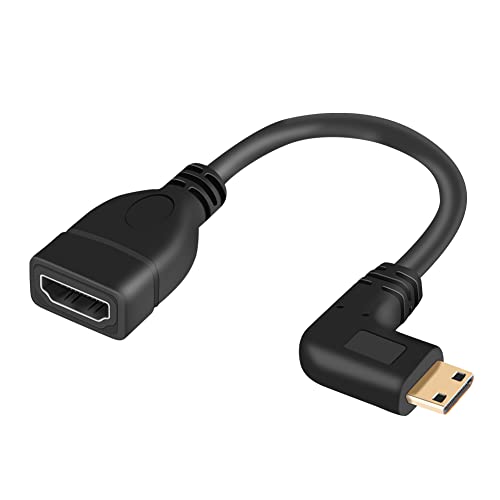 Mini HDMI to HDMI, CableCreation Left Angle Mini-HDMI Male to HDMI Female Converter Adapter Cable (0.5 Feet), Support 3D, 1080P Resolution, 0.15M/ Black