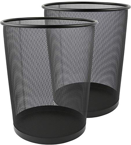 Greenco en maille Ronde Corbeille Poubelle, 6 Gallon, Noir, Lot de 2