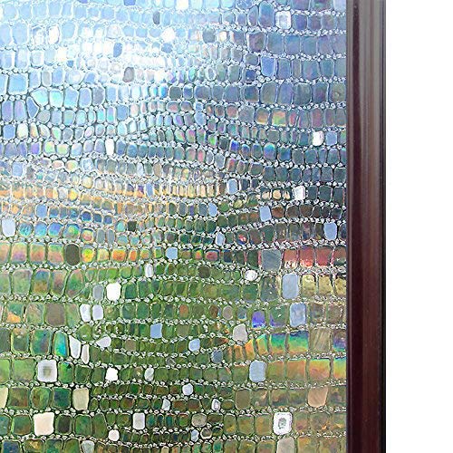 Rabbitgoo No Glue Static Cling Privacy Glass 3D Pebble Window Films 2.95ft By 6.5ft (35.4In. by 78.7In.)