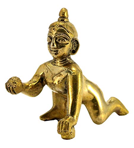 Stonkraft – 5,5 cm Messing Gopal Laddoo/Baby Krishna – Messing Laddu Gopal Kishan Baby Krishna Thakurji Murti Idol Statue Skulptur…