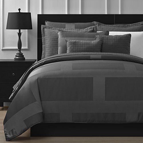 Comfy Bedding Frame Jacquard Microfiber King 8-piece Comforter Set, Gray