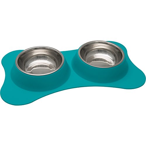 Loving Pets Bone Shaped Flex Diner for Dogs, Robins Egg