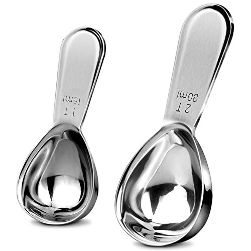 1Easylife Endurance 18/8 Stainless Steel Coffee Scoops Set, 2 Piece Ergonomic Measuring Spoons, 1 Tbsp & 2 Tbsp Exact