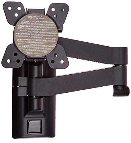 Amazon Basics Full Motion Articulating-Arm TV Wall Mount for 12 to 39" TVs and Flat Panels up to 40 Lbs, Black