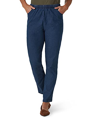 chic classic collection Women's Stretch Elastic Waist Pull-On Pant, Mid Shade Denim, 14P