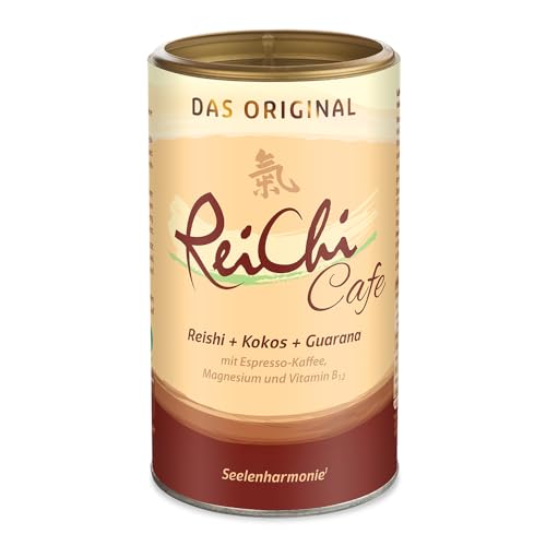 Veganer ReiChi Cafe von Dr. Jacob's I mit Reishi-Pilz I Guarana, Ginseng Extrakt I mit Magnesium, Vitamin B12, löslicher Kaffee I Vitalpilz Rei-Chi Kaffee 180 g Dose I 36 Tassen