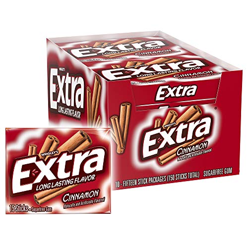 Extra Cinnamon Sugarfree Gum, 15 piece (Pack of 10)