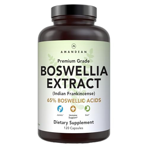 AMANDEAN Boswellia Serrata Extract. 500mg 120 Veggie Capsules. 65% Boswellic Acids with AKBA. Indian Frankincense Inflammation Supplement. Joint Health Support. (Packaging May Vary)