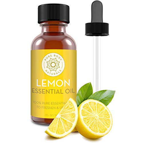Pure Body Naturals Lemon Essential Oil, 1 fl oz - 100% Pure & Undiluted Lemon Oil for Diffuser and DIY - Natural Deodorizer, Laundry Freshener, Household Cleaner and Degreaser