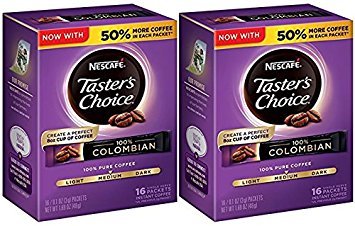 Nescafe Taster's Choice Instant Coffee Columbian, 16 Count (Pack of 2)