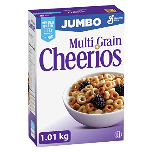 CHEERIOS - JUMBO SIZE PACK - Multi Grain Cereal Box, Whole Grain is the First Ingredient, No Artificial Colours, No Artificial Flavours, 1.01 Kilogram Package of Cereal, Pack of 2