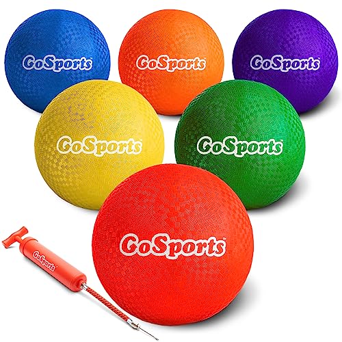 GoSports 10" Playground Ball (Set of 6) with Carry Bag and Pump
