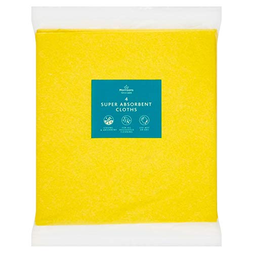 Morrisons Super Absorbent Cloths, 1 pack of 4 cloths, Yellow
