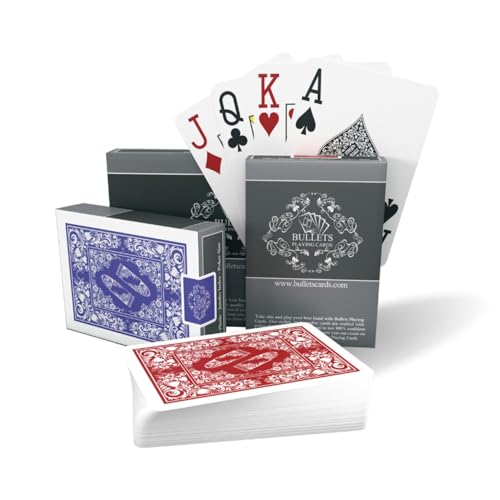 Bullets Playing Cards – Waterproof Playing Cards, 2 Decks with Jumbo Index, Two Pips, & Cut-Card – Smooth Feel – Ideal for Texas Hold’em, Poker Nights, Casino Games, and Play Cards for Adults 2 Decks