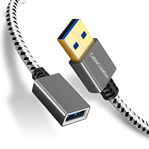 Short USB 3.0 Extension Cable, CableCreation USB 3.0 A Male to Female Extension Cable USB 3.0 Extender Cord Compatible with VR, PlayStation, Xbox, Keyboard, Printer, Scanner Space Gray Aluminum