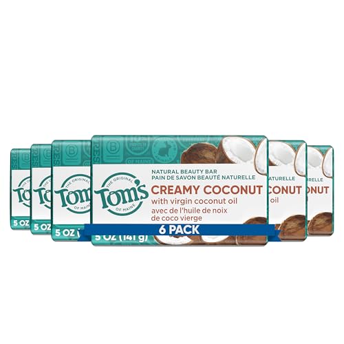 Tom's of Maine Natural Beauty Bar Soap With Virgin Oil, Coconut, 5 Ounce, 6 Count