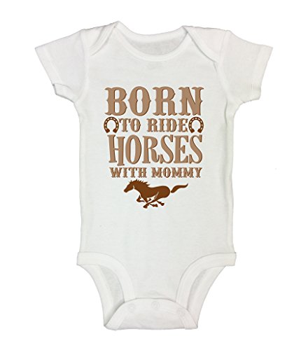 Cute Western Onesies "Born To Ride Horses"- Royaltee Animal Boutique Shirts 3-6 Months, White