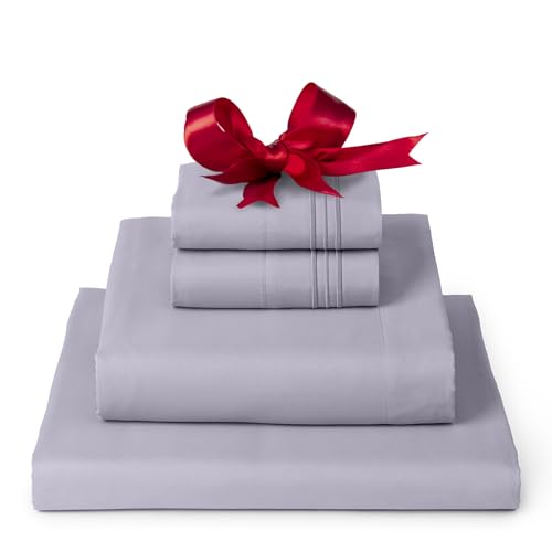 Mellanni Split King Sheets Set - 5 PC Iconic Collection Bedding - Hotel Luxury, Extra Soft, Cooling Bed Sheets - Wrinkle, Fade, Stain Resistant (Split King, Lavender)