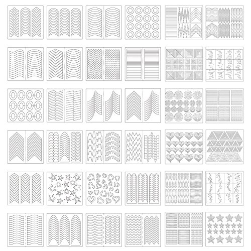 1275 Stück 49 Designs Nail Art Schablonen Französisch Tip Guides Aufkleber Form Fringe Guides Vinyl, 36 Blatt