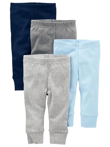 Simple Joys by Carter's Baby Boys 4-Pack Pant, Blue/Grey, 0-3 Months