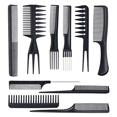 10 pcs coiffeurs Professional Styling Peigne Lot de Lot de différents Idéal pour tous les types de cheveux et styles