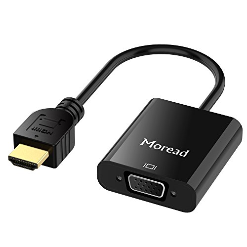 HDMI vers VGA, Moread Plaqué or Active Adaptateur HDMI vers VGA (Mâle vers femelle) avec câble d'alimentation Micro USB et port audio de 3,5 mm Câble pour PS4, MacBook Pro, Mac Mini, Apple TV et plus encore – Noir